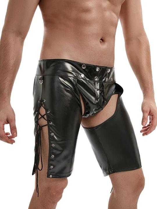 Men's Open Patent Leather Wild Shorts - KB036