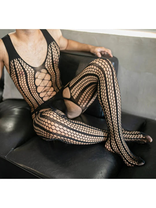 Men's Halter Open-Crotch Bodystocking - LTW030 - YDressup