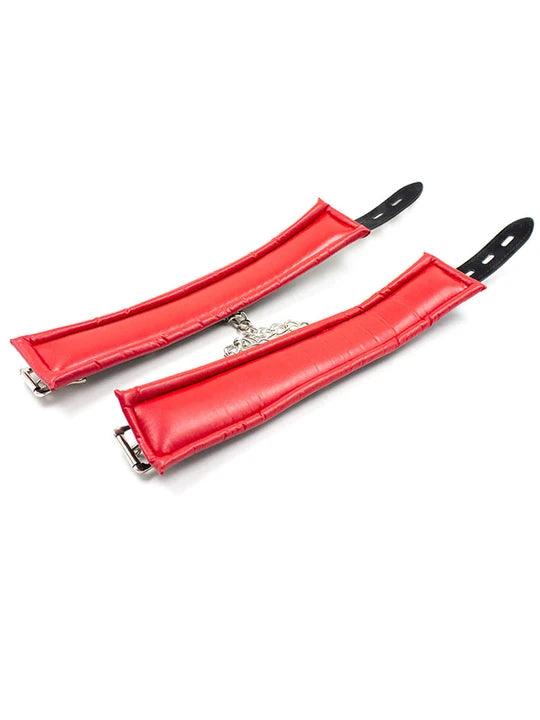 Black And Red Leather Sponge Handcuffs & Anklets - PJ020