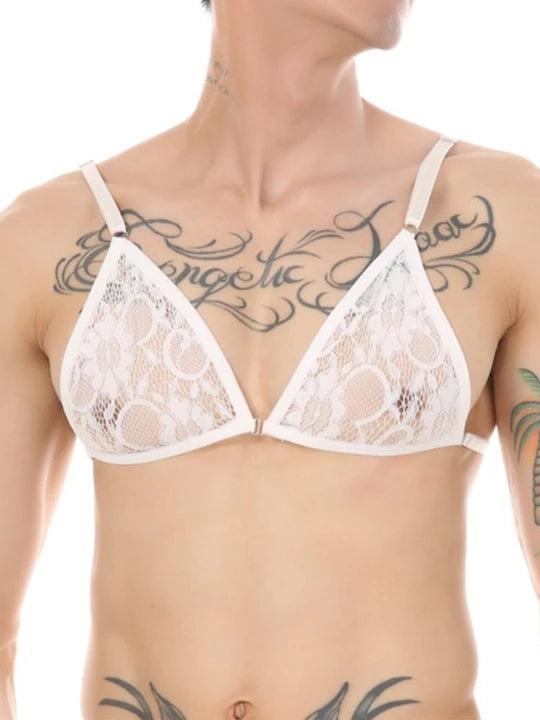 Men's Bikini Lace Bra Thongs Underwear Suit - YNY003