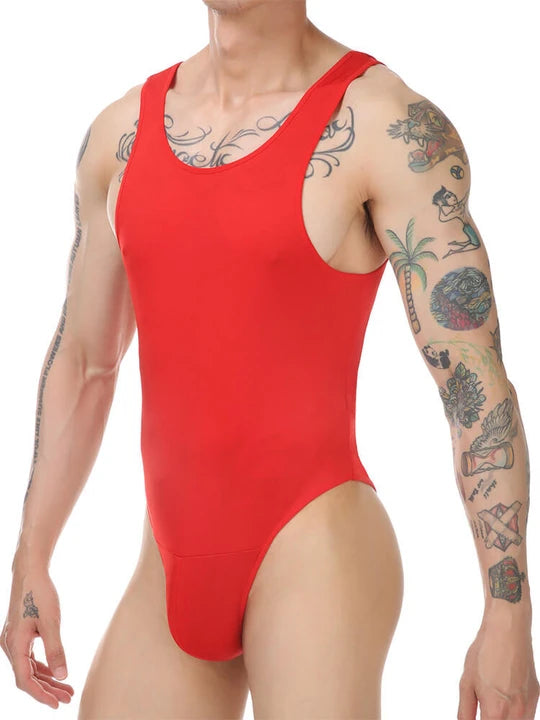 Men's Sexy Sleeveless Elastic Back Open Bodysuit - LTY040 - YDressup