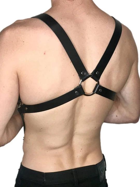Men's Leather Harness Wearing Suit Adjustable Chest Harness - KB001