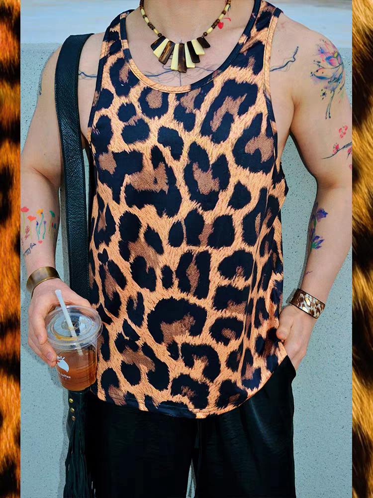 Hip Hop American Street Style Loose Casual Printed Leopard Print Sports Tank Top - SBS067