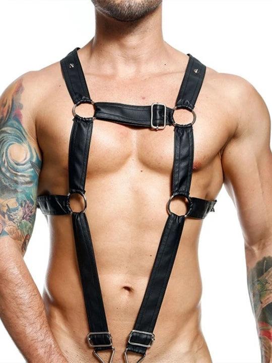 D.M Men's Sexy One-piece Leather Erotic Straps Harness Thong - KB027 - YDressup
