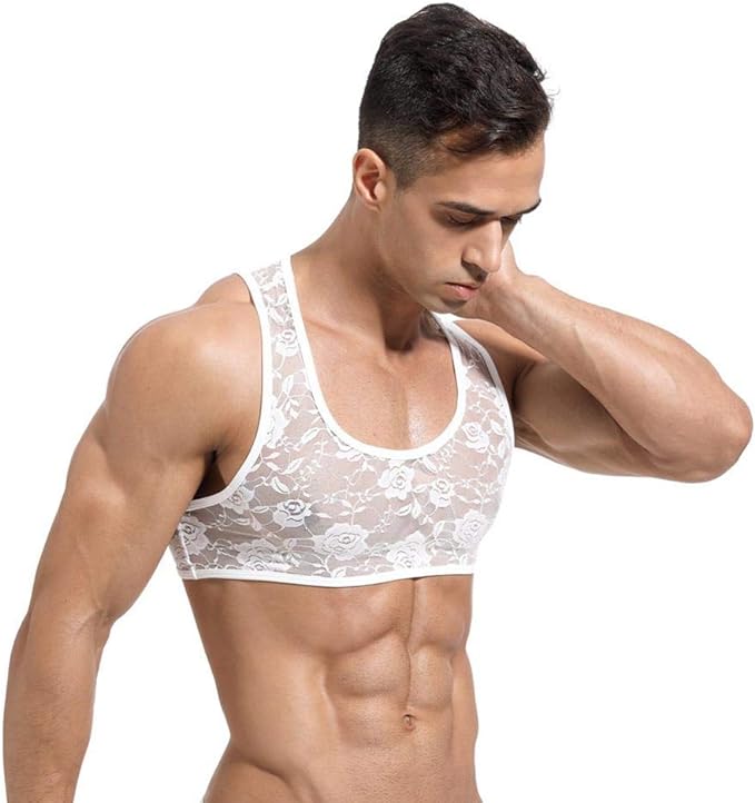 Men's Sissy Lace Floral Muscle Tank Top - CT001 - YDressup