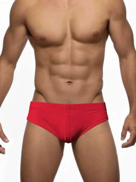 Men's Sexy Back Zipper Solid Color Swim Briefs - YK021 - YDressup