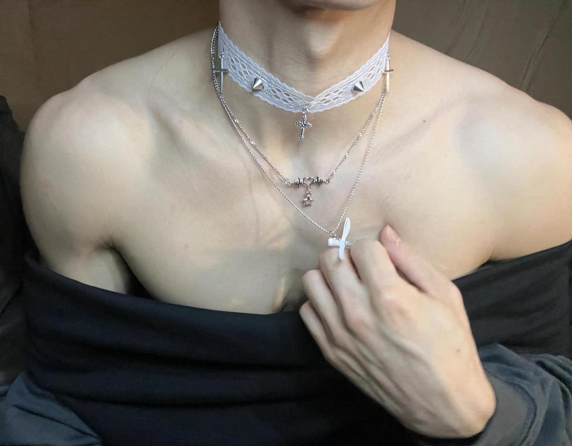 Sexy men's lace choker necklace - PJ022 - YDressup