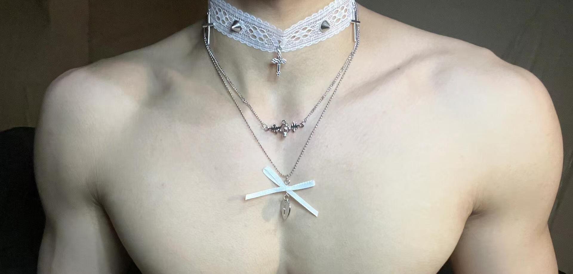 Sexy men's lace choker necklace - PJ022 - YDressup