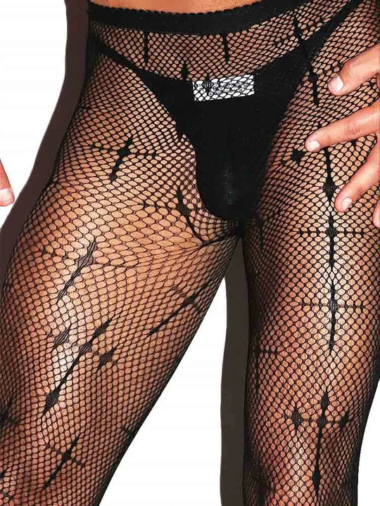 Men's Cross Pattern Fishnet Pantyhose - CW020 - YDressup