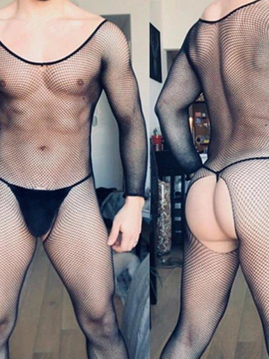 Men's Wrap Hip See-Through Stockings - LTW011 - YDressup