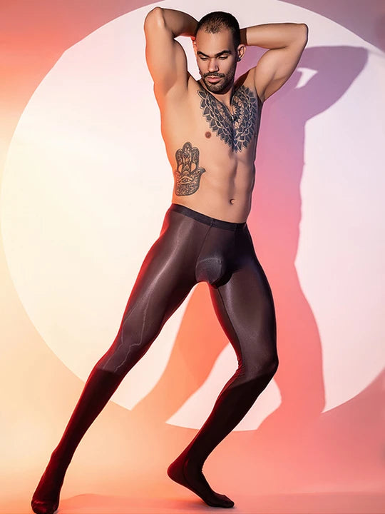 Men's Glossy Skin Tight Sheer Pantyhose - CW025 - YDressup