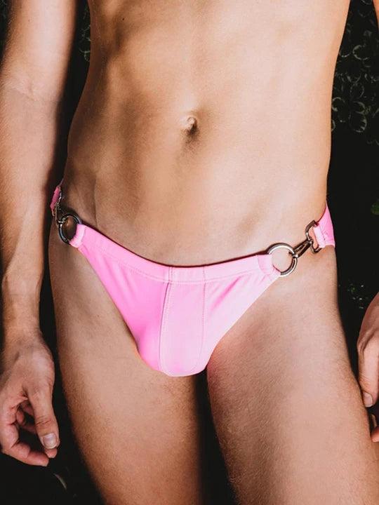 Men's Low Rise Metal Buckle Swim Bikini - YK001 - YDressup