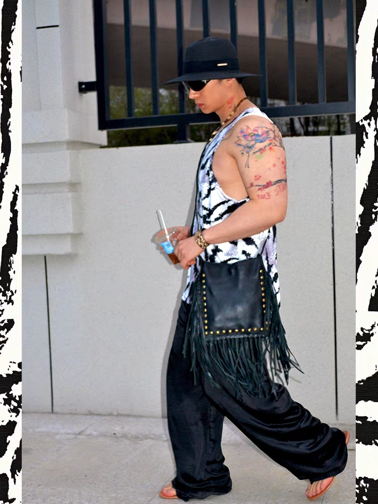 Unique Hip Hop American Street Style Loose Casual Sports Zebra Print Tank Top - SBS066