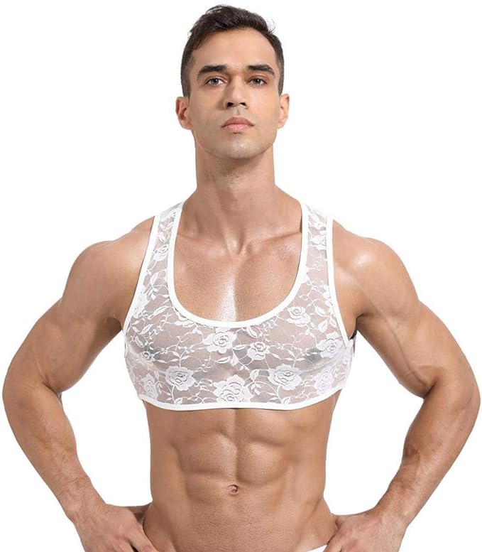 Men's Sissy Lace Floral Muscle Tank Top - CT001 - YDressup