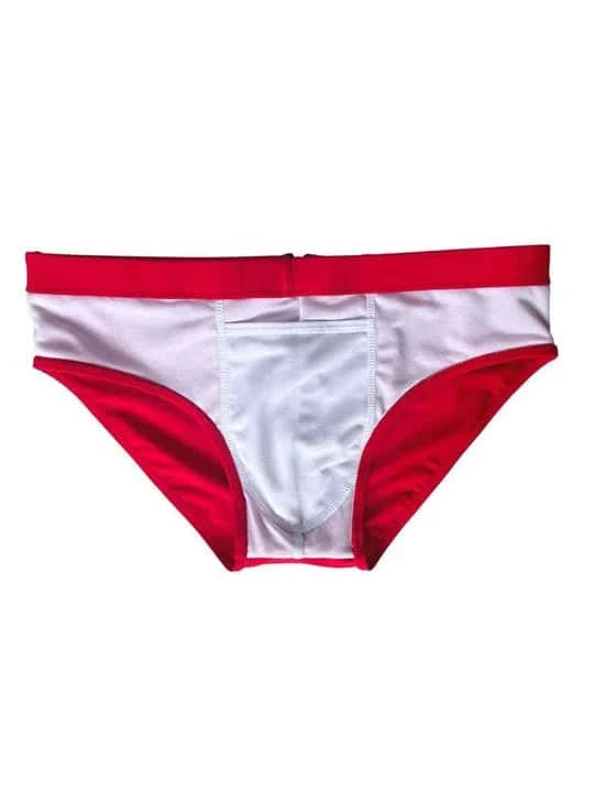 Men's Sexy Back Zipper Solid Color Swim Briefs - YK021 - YDressup