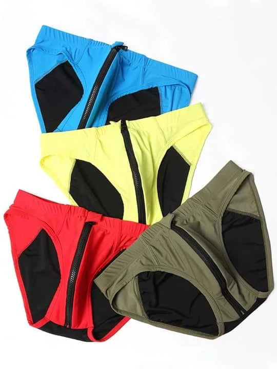 Men's Colorblock Zipper Swim Briefs - YK026 - YDressup