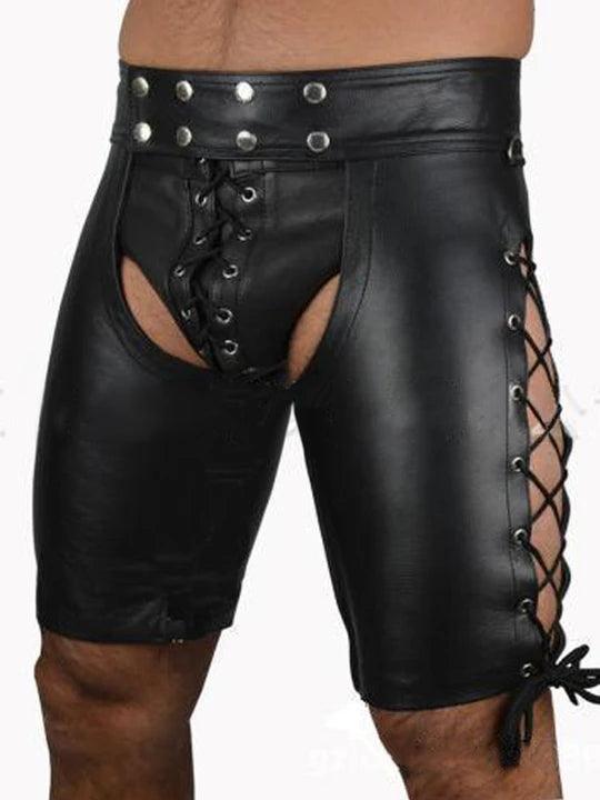 Men's Open Patent Leather Wild Shorts - KB036