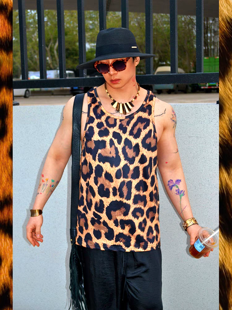 Hip Hop American Street Style Loose Casual Printed Leopard Print Sports Tank Top - SBS067