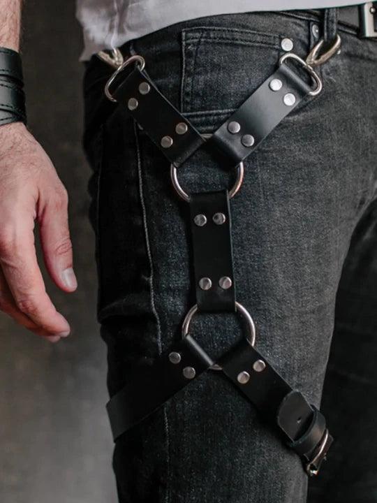 Leather Thigh Leg Garters Belt Harness Punk Body Cage - KB002