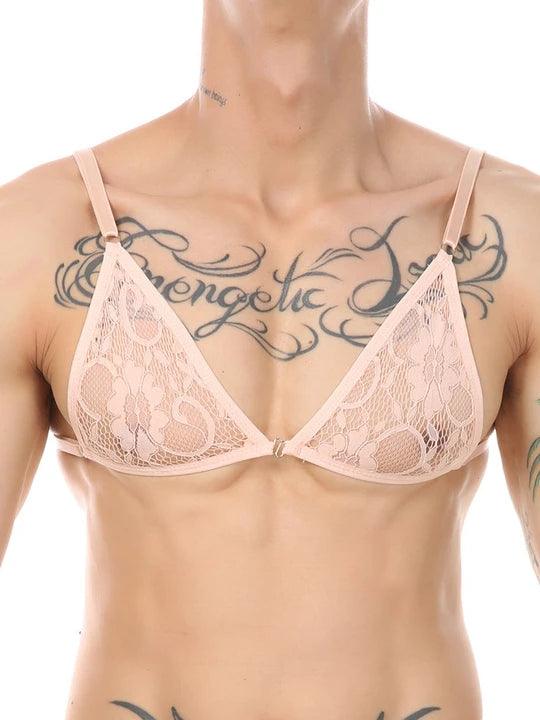 Men's Bikini Lace Bra Thongs Underwear Suit - QQNY011 - YDressup