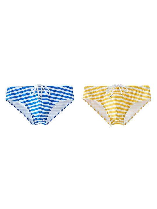 Men's Casual Striped Swim Briefs - YK050 - YDressup