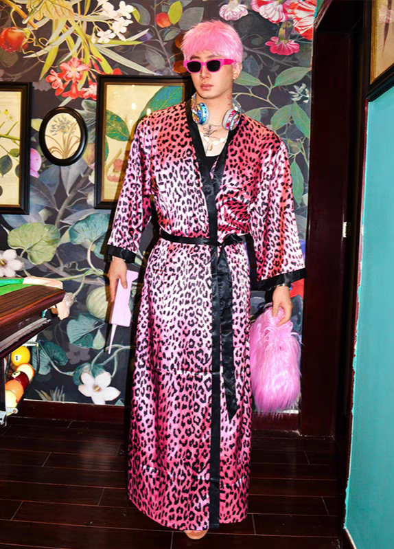Hip Hop Loose Plus Size Satin-Look Leopard Print Tie - SBS063
