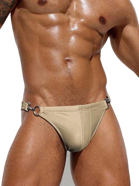 Men's Low Rise Metal Buckle Swim Bikini - YK001 - YDressup