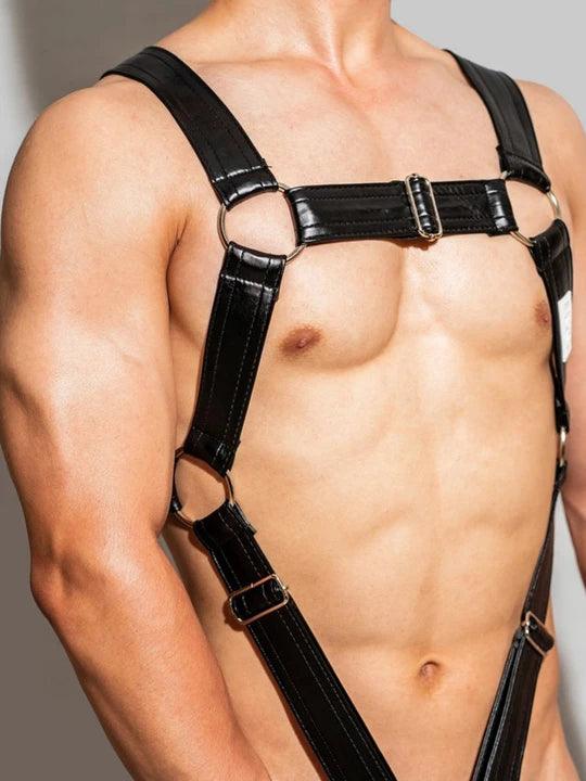 D.M Men's Sexy One-piece Leather Erotic Straps Harness Thong - KB027 - YDressup