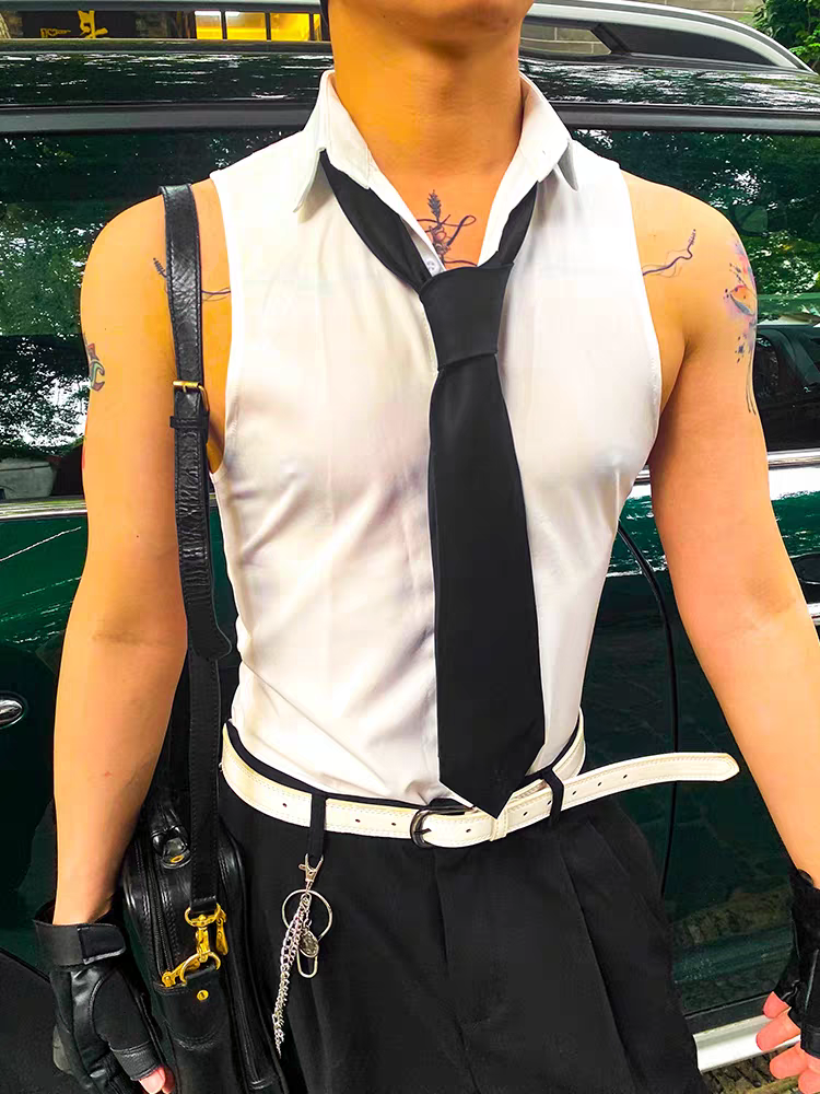 Casual Business Lapel Single-Breasted Sleeveless Shirt - SBS071