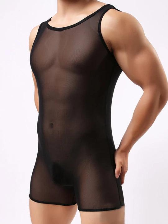 Men's Mesh Elastic Bodysuit - LTY018 - YDressup