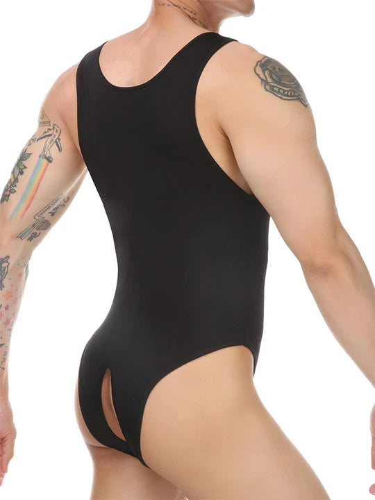 Men's Sexy Sleeveless Elastic Back Open Bodysuit - LTY040 - YDressup