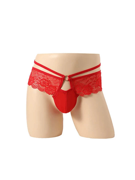 Men's Floral Lace Thong - Nylon & Spandex Stretch - GZK001 - YDressup