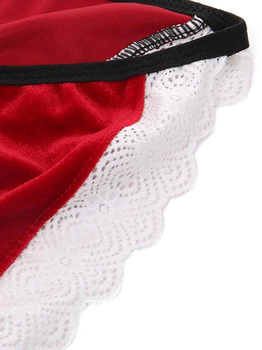 Men's Sexy Lace Red Christmas Bikini Set - QQNY033
