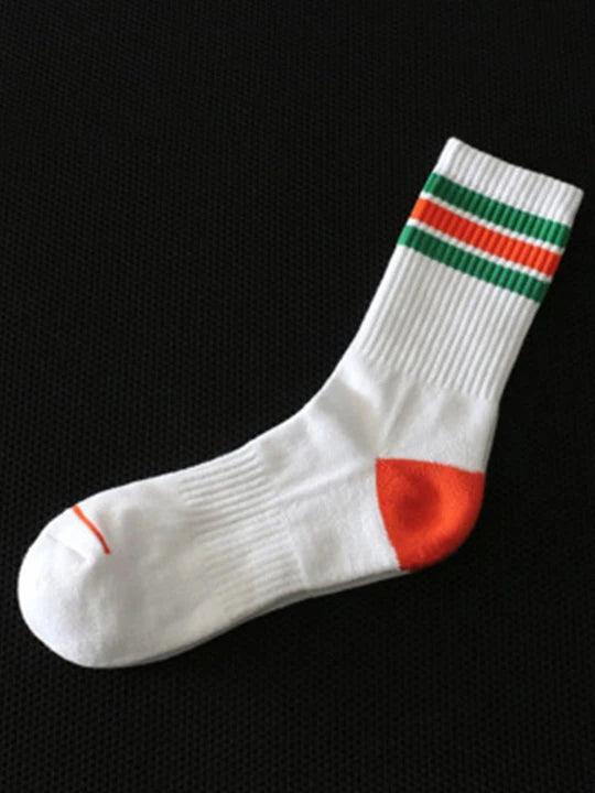 D.M Rainbow Striped Sports Cotton Socks - WZ002