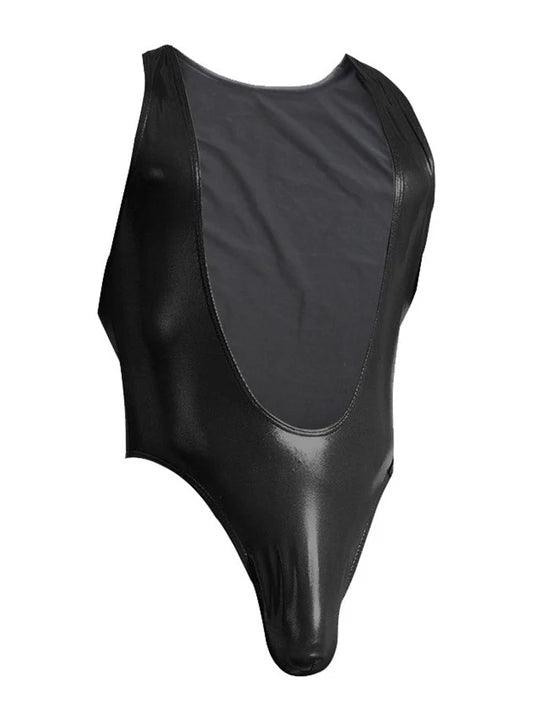 Men's Matte Faux Leather Bodysuit - LTY026 - YDressup