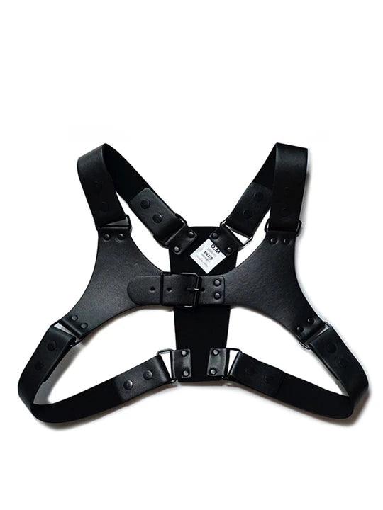 D.M Men's Leather Adjustable Sexy Chest Harness-Black - KB010