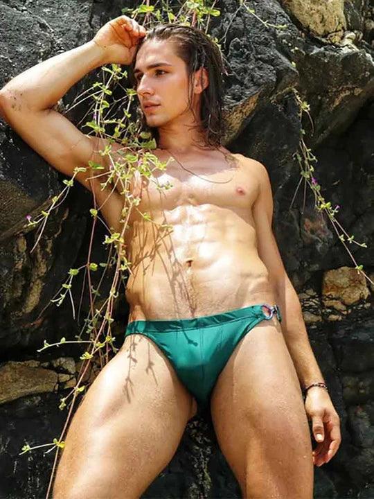 Men's Low Rise Metal Buckle Swim Bikini - YK001 - YDressup