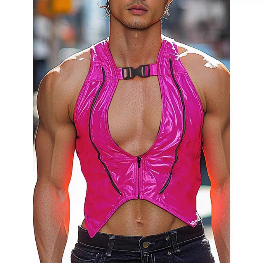 Sexy Men's Deconstruct Hollow Backpack Buckle Vests Tank Tops - SBS044