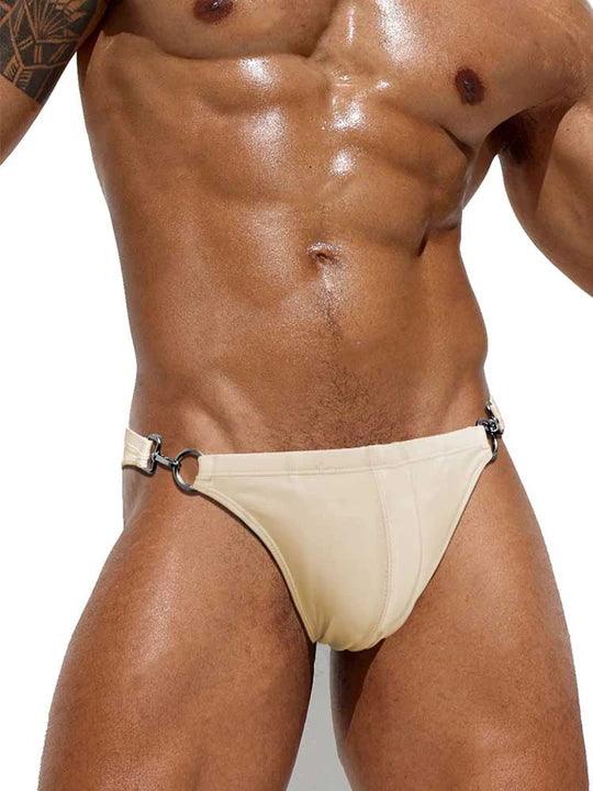 Men's Low Rise Metal Buckle Swim Bikini - YK001 - YDressup