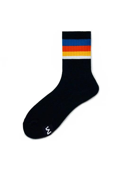 D.M Rainbow Striped Sports Cotton Socks - WZ002