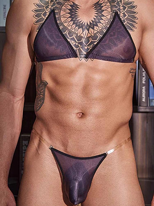 Men's Thin Transparent Lingerie Set - QQNY026 - YDressup