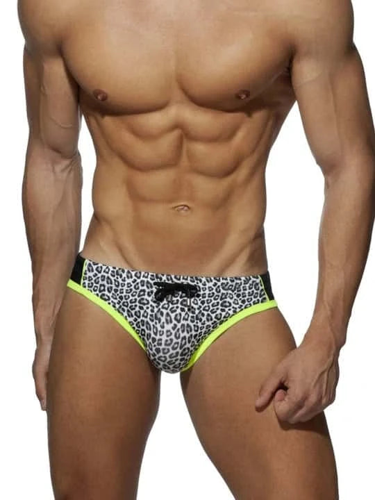 Men's Leopard Printed Anti-Awkward Cup Swim Briefs - YK027 - YDressup