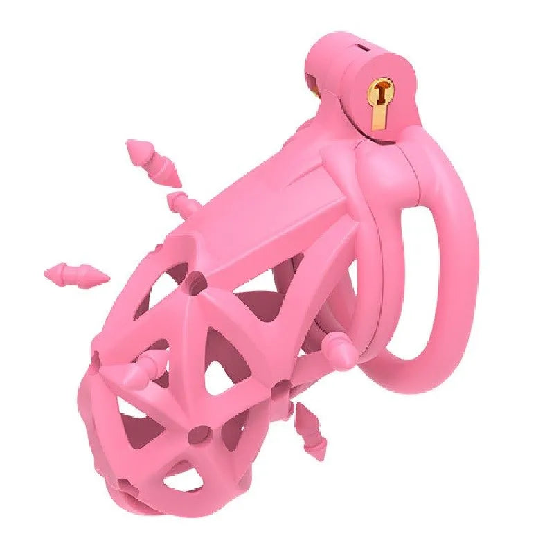 Pink Soft Spike Chastity Cage - YJS009