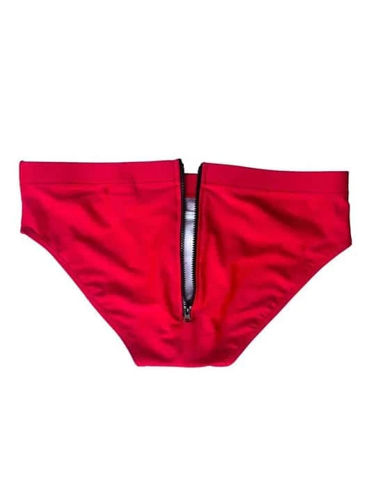 Men's Sexy Back Zipper Solid Color Swim Briefs - YK021 - YDressup