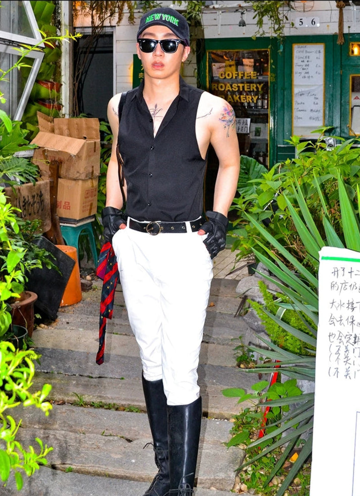 Casual Business Lapel Single-Breasted Sleeveless Shirt - SBS071