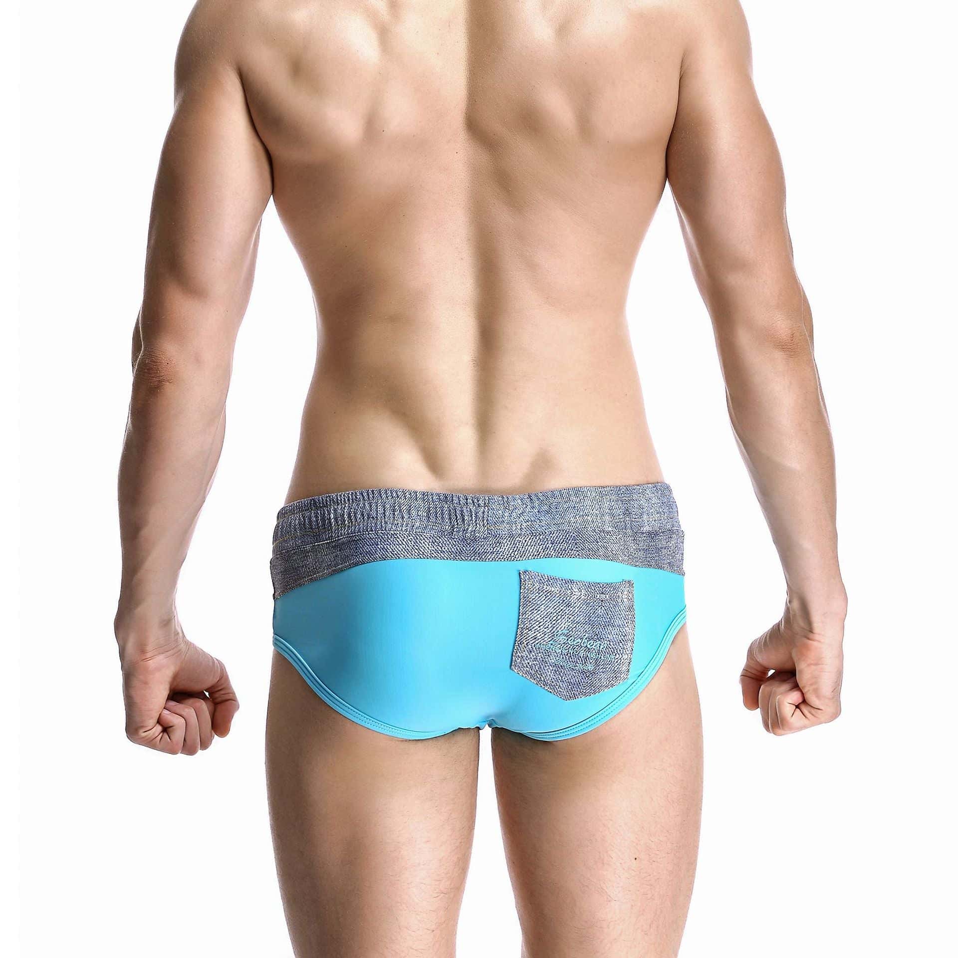 Men's Wide Gray Band Swim Briefs - YK044 - YDressup