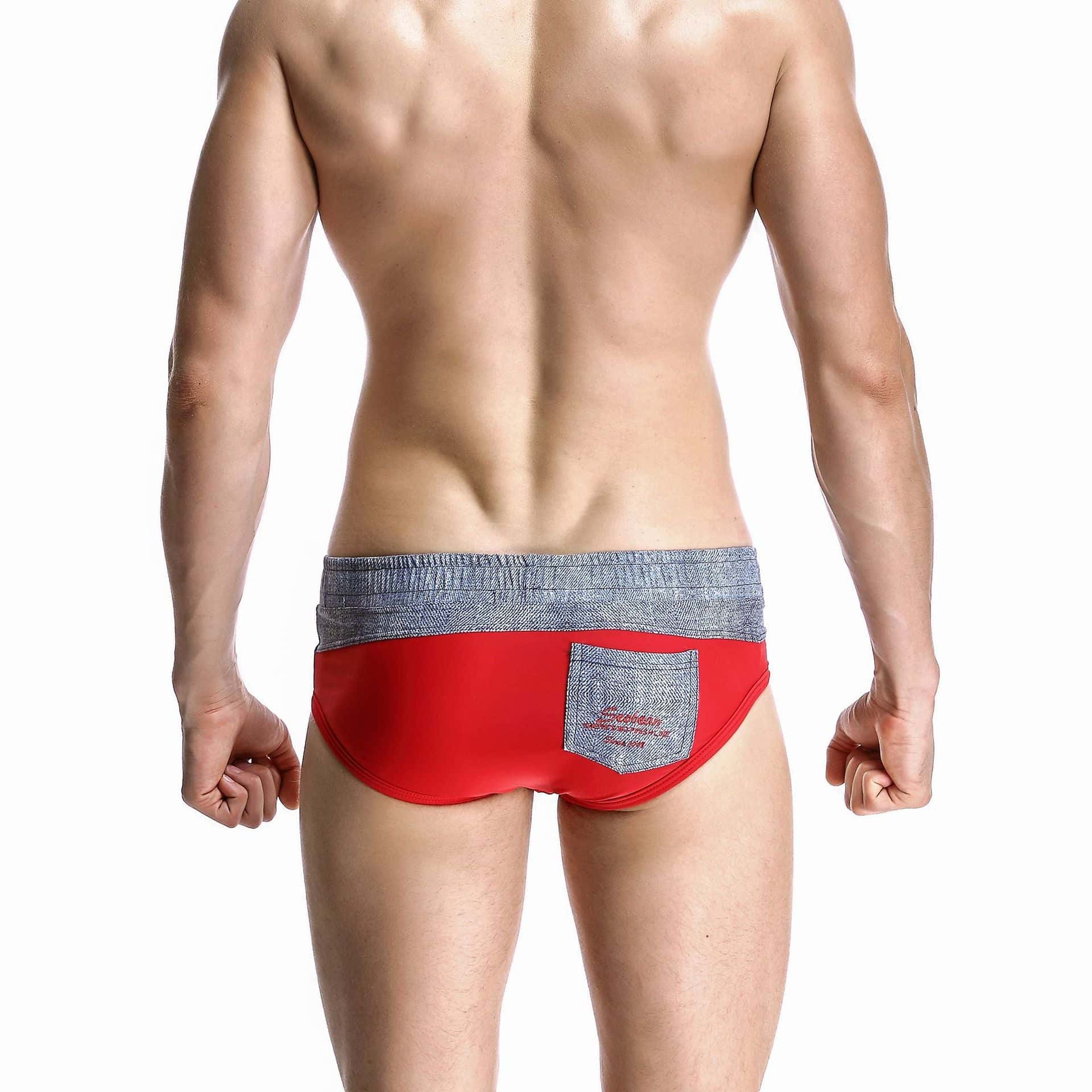 Men's Wide Gray Band Swim Briefs - YK044 - YDressup