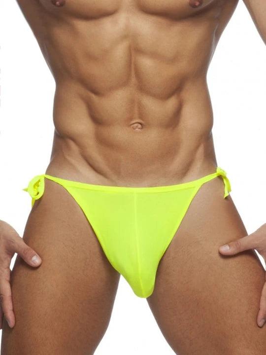 Men's Solid Colour Lace-up Sexy Swim Briefs - YK002 - YDressup