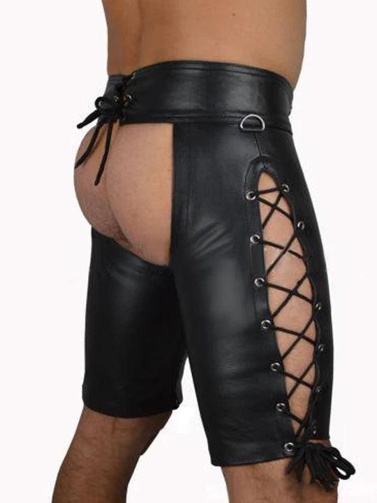 Men's Open Patent Leather Wild Shorts - KB036
