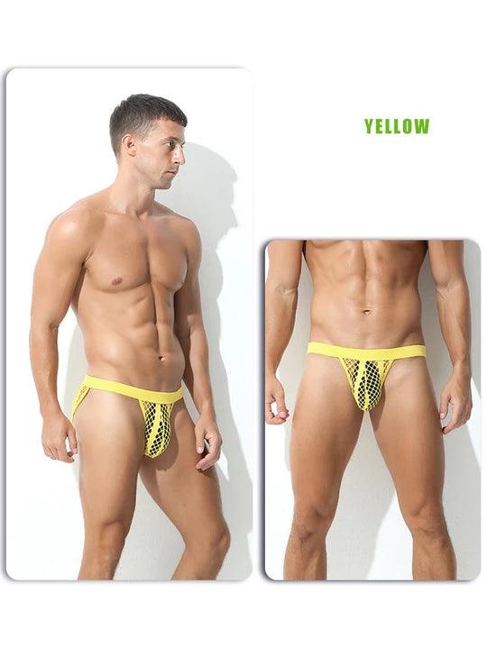 Men's Hollow Out High Rise Breathable Polyester Briefs - SJK024 - YDressup